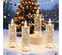 Peculiaral Flameless LED Candles, 2026 New Rose Shadow Romantic Battery Operated Candles, Waterproof Flameless Candles, Velas Artificiales, Christmas Decorations LED Candle Flickering For Party (4PCS)