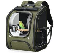 pecute Bird Carrier Backpack Clear Bubble, Large Bird Backpack with Adjustable Tripod, Lightweight and Portable Parrot Travel Backpack, Wide View and Shading Parrot Backpack for Hiking,Green