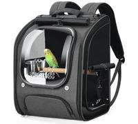 pecute Bird Carrier Backpack Clear Bubble, Large Bird Backpack with Adjustable Tripod, Lightweight and Portable Parrot Travel Backpack, Wide View and Shading Parrot Backpack for Hiking,Grey