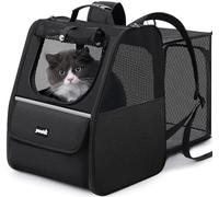 Pecute Cat Backpack Carrier Expandable, Breathable Cat Backpack,Black