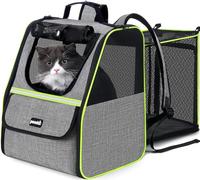 pecute Cat Backpack Carrier Expandable, Small Dog Backpack Carrier, Grey