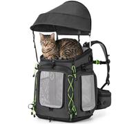 pecute Cat Backpack Carrier with Sunshade, Hiking, Camping, Grey