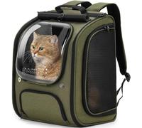 pecute Cat Backpack Large Space, Cat Carrier Backpack Breathable, Stable Bubble Pet Carrier, Pet Backpack With Sun Protection Roller Blinds, Dog Backpack for Hiking, Walking, Travelling, Green