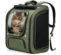 pecute Cat Backpack Large Space, Cat Carrier Backpack Breathable, Stable Bubble Pet Carrier, Pet Backpack With Sun Protection Roller Blinds, Dog Backpack for Hiking, Walking, Travelling, XL,Green