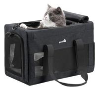 pecute® Cat Carrier Airline Approved, Extra Stable Cat Carrier Handbag, Portable Dog Carrier, Breathable Mesh Fabric Bag for Pets, Pet Carrier Suitable for Both Long And Short Trips Dark Grey