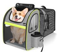 pecute Cat Carrier Dog Backpack Expandable Large, Portable Breathable Rucksack with Top Opening-Visible Acrylic-Pockets, Extendable Back More Space Great For Carrying Pets