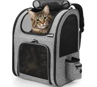 pecute Cat Carrier Dog Backpack, Portable Breathable Rucksack with Front Opening-Mesh Window-Pockets, Airy Space Great For Carrying Dogs Large