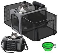 pecute Cat Carrier Expandable, Portable Dog Carrier with Stable Structure, Breathable Mesh Fabric Bag for Pets, Light Grey Pet Carrier Suitable for Both Long and Short Trips