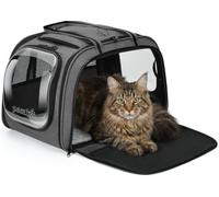 pecute Cat Carrier Extra Large, Dog Carrier Bag Stable Structure, Grey