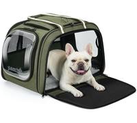 pecute Cat Carrier Extra Large, Dog Carrier Bag Stable Structure, Visible Pet Carrier, Pet Carrier With Sunproof Roller Blinds, Breathable Fabric Dog Carrier for Hiking, Walking, Travelling, Green