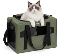 pecute Cat Carrier, Extra Large Stable Cat Carrier Handbag, Portable Dog Carrier, Breathable Mesh Fabric Bag for Pets, Cat Travel Carrier Pet Carrier Suitable for Both Long And Short Trip Green