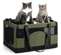 pecute Cat Carrier for 2 Cats, Dog Carrier Stable Structure,Green | Cat Carrier large 2 cats Breathable, Pet Carrier for Car Travel, Foldable Cat Carriers for Dual Cat, With Roller Blinds