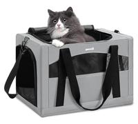 pecute Cat Carrier, Pet Carrier with Scientific Hidden Partition, Grey | Pet Carriers Breathable and Portable, Stable Carrier for Cat Under 5kg, Dog Carrier Suitable for Travel and Outing