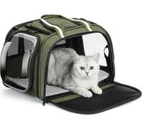 pecute Cat Carrier Stable, Cat Carrier Large Space, Pet Carrier Bubble Window, Dog Carrier With Sun Protection Roller Blinds, Breathable Cat Bag for Heary Cat, Hiking, Walking, Travelling, Green