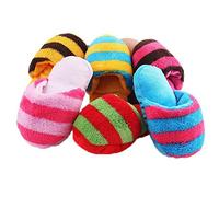 Pecute Cute Puppy Dog Toy Pet Puppy Play Squeaker Plush Slippers Bread Shape Gift Pack of 1