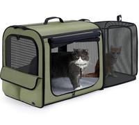 Pecute Dog Car Carrier Stable and Light Weight, Expandable Extra Space Dog Carrier for Cars, Breathable Dog Car Crate, Foldable Pet Carrier for Both Indoor and Outdoor Use, Pet Travel Crate Green