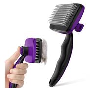 Pecute Dog & Cat Brush, Self Cleaning Slicker Grooming Comb with Round Pins