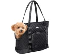 pecute Dog Purse Carrier, Small Pet Handbag With Pocket, Portable Lightweight Fashion Carrier Bag for Travel, Outdoor, Shopping, Black