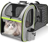 pecute Large Cat Backpack Expandable with Visible Acrylic Window,Grey