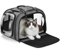 pecute Large Cat Carrier, Bubble Pet Carrier with Roller Blinds, Grey | Dog Carrier Breathable Mesh, Stable Pet Carrier for Cat, Cat Travel Bags for Curious Cat, Camping, Hiking, Walking