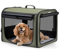Pecute Large Dog Car Carrier Light Weight, 68.5×52×52cm Dog Carrier for Cars, Portable Dog Car Crate with Breathable Windows, Stable Pet Carrier for Both Indoor and Outdoor Use, Pet Travel Crate Green