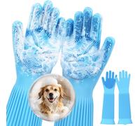Pecute Pet Grooming Gloves, Heat Resistant Cat Bathing Gloves with High-Density Teeth, Silicone Dog Bathing Gloves with Enhanced Five Finger Design, Bathing and Massaging for Dogs and Cats