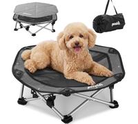 pecute Raised Dog Bed, No-Assembly Elevated Dog Bed, M,Dia 60cm | Breathable Raised Bed for Dogs, 3-Sec Pop-Up No-Assembly, for Outdoor Camping, Holds 60kg, Dog Bed with Cooling Mat