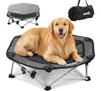 pecute Raised Dog Bed, No-Assembly Elevated Dog Bed, XL, Dia 90cm | Breathable Raised Bed for Dogs, 3-Sec Pop-Up No-Assembly, for Outdoor Camping, Holds 60kg, Dog Bed with Cooling Mat