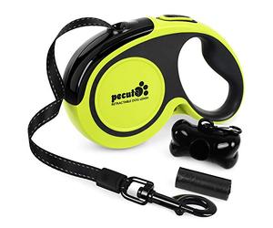 Pecute Retractable Dog Lead- Easy One Button Brake & Lock- Reflective Nylon Tape Non-Slip Handle, 360° Tangle-Free Lead Extends up to 16ft of Freedom & Protection (Large)