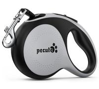 pecute Retractable Dog Leash 8m/26.2ft Dog Leash with No Knots Extended Leash, Anti-Slip Handle Pet Leash and Quick Brake Button Dog Leads, Suitable for Dogs Up to 110lbs/50kg in Weight(Grey)
