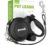 pecute Retractable Dog Leash with Anti-Chew Leash&Poo Bag Holder, 2025 New 8m Dog Lead with 360° Tangle-Free Extended, One-Handed Brake, Pause, Lock, for Medium Large Pets for 15-50KG, Black