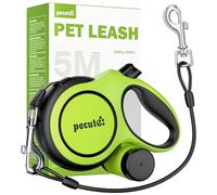 pecute Retractable Dog Leash with Anti-Chew Leash&Poo Bag Holder, 5m Dog Lead with 360° Tangle-Free Extended, One-Handed Brake, Pause, Lock, for Medium Large Pets for 30-50KG, Green