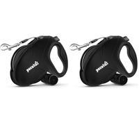 Pecute Retractable Dog Leash with Poo Bag Holder, 10m/32ft Extended dog Leash with 360° Tangle-Free, Anti-Slip Handle and Quick Brake Button, Suitable for Dogs Up to 110lbs/50kg in Weight (Pack of 2)