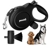 pecute Retractable Dog Leash with Poo Bag Holder, 2025 New 8m Dog Lead with 360° Tangle-Free Extended, One-Handed Brake, Pause, Lock, for Medium Large Pets for 15-50KG, Black