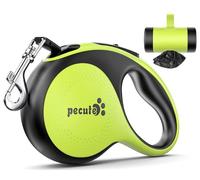 Pecute Retractable Dog Leash with Poo Bag Holder, 8m/26.2ft Dog Leash with 360° Tangle-Free Extended, Anti-Slip Handle and Quick Brake Button, Suitable for Dogs Up to 110lbs/50kg in Weight