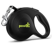 Pecute Retractable Dog Leash with Poo Bag Holder, 8m Tangle-Free Extended Leash, Anti-Slip Handle and Quick Brake Button, Suitable for Dogs Up to 50kg, Black