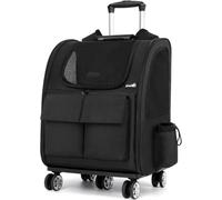 Pecute Rolling Pet Carrier, Collapsible Pet Carrier Backpack with Detachable Trolley, Multi-Function Pet Backpack with Upgrade 5 Wheels, Breathable Pet Carrier with Wheels for Cats & Puppies Travel