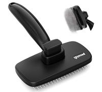 Pecute Self Cleaning Slicker Dog & Cat Hair Brush, Rounded Pins, Massage Tangled Brush, Black