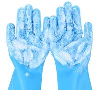 Pecute Silicone Pet Grooming Gloves for Washing Cats Dogs Bath Brush | 3,000 soft bristles, Gentle massage & deshedding, Dishwasher safe, For large/thick coats, Home/car cleaning