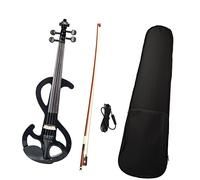 PECY 4/4 Black Electric Violin Kit W/Brazilwood Bow+Bridge Student Violin Set For Beginner Violin Instrument