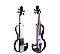 PECY 4/4 Electric Violin Set Solidwood Body Black+White Color Violin W/Brazilwood Bow+Case+Bridge Violin Instrument