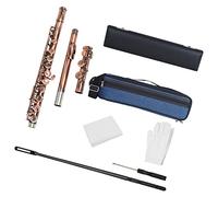 PECY C-key 16-Hole Flute Set Closed Hole C Flute With Case Cleaning Rod Wiping Cloth And Gloves For Beginner Flutes (Color : Crimson)