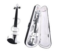 PECY Electric Violin 4/4 Full Size White Solid Wood Silent Violin W/Case+Violin Bow+Maple Bridge Violin Instrument