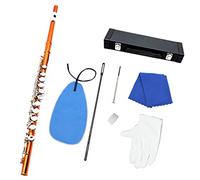 PECY Nickel-plated C Key 16-hole Flute Band Performance Closed Key Plus E Key Professional Flute Instrument Flutes (Color : Orange)