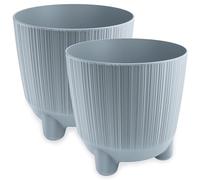 PECZEKO Matte Flower Pot, Plant Pot with Legs, Decorative Pot for Large and Small Plants, Set of 2 Flower Pots, Flower Pot Herb Pot (2 Pack) Grey, Diameter 20 cm