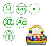 Pedagogic Target Stamps (KS1) Teacher Stamp Box Set.Full stops, Capital letters, Joined handwriting, Finger spaces and more. 6 x 22mm Self-inking Stampers. Reinkable*
