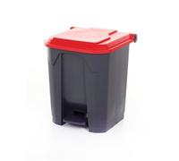 Pedal Bin; 30L; Polypropylene; Grey Body & Red Lid