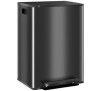 Pedal Bin 60L Steel Dual Stainless Kitchen Waste Recycling Trash Can Black