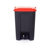 Pedal Bin; 80L; Polypropylene; Grey Body & Red Lid