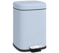 Pedal Bin Light Blue Metal & PP 12L Compact 32x24.5x36.5cm Soft-Close Silent Lid
